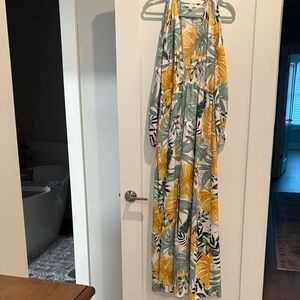 Tropical Halter Maxi Dress Romper Size Medium